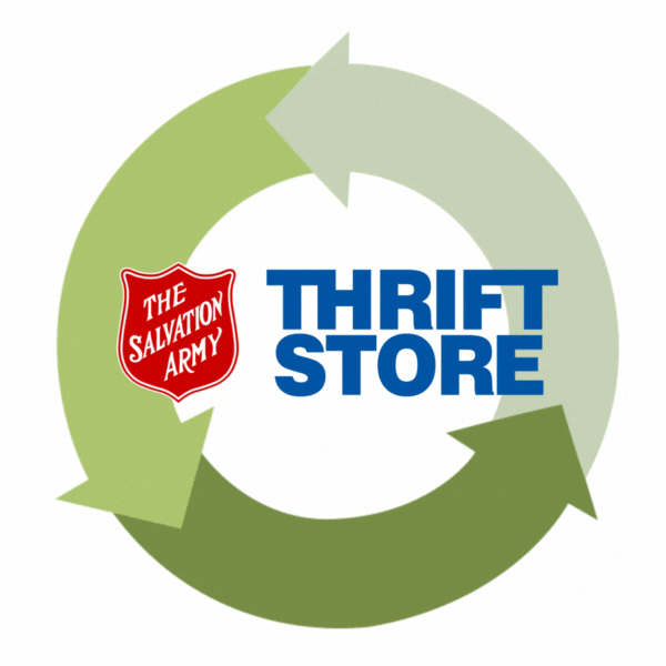Recycling arrows with The Salvation Army Thrift Store logo
