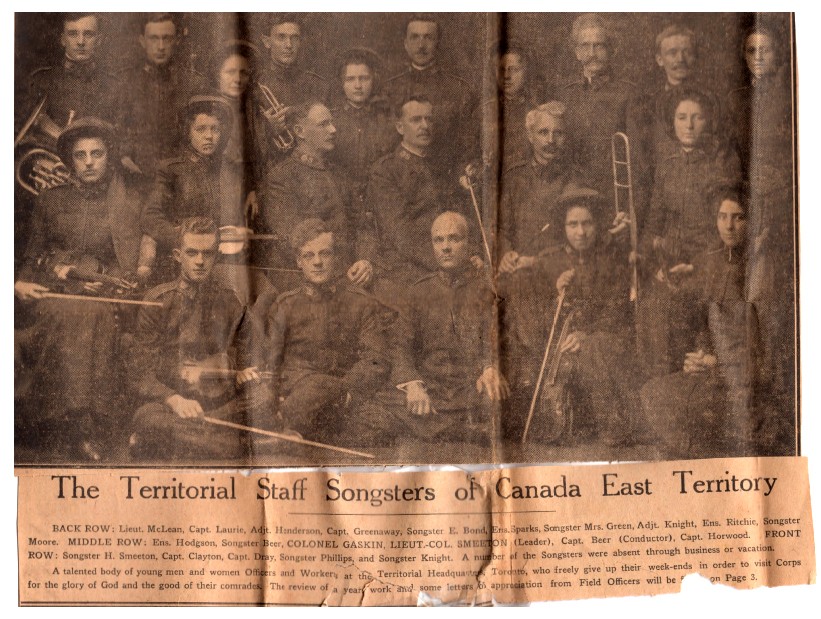 The Terrritorial Staff Songsters of Canada members in the past.