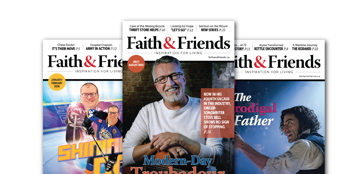 A graphic of three Faith and Friends Magazine covers spread out.
