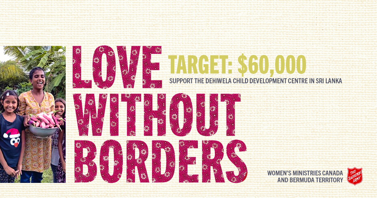 ":ove Without Borders, Support the Dehiwela Child Development Centre in Sri Lanka. target: $60,000. Women’s Ministries Canada and Bermuda Territory" Photo of girls laughing, holding bowl of fruit.